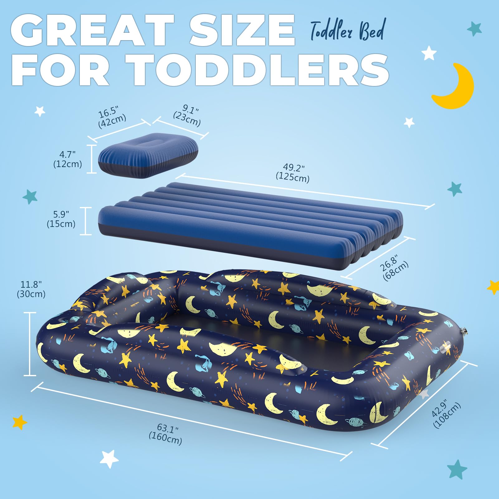 Deeteck toddler travel bed safety bumper supports secure positioning during naps and nights.