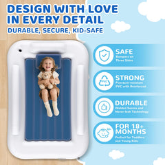 Deeteck travel bed with safety sides keeps kids secure during naps.