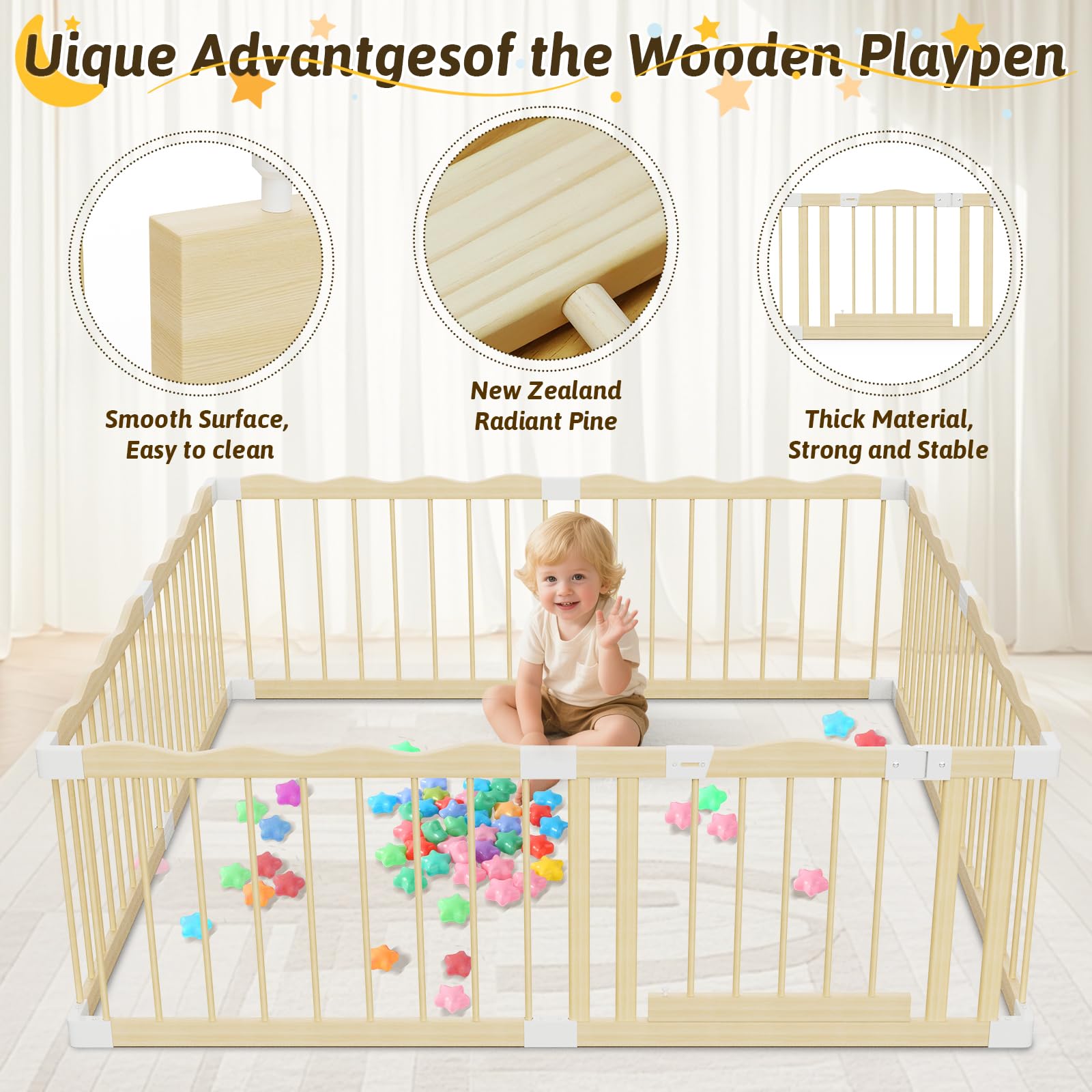 Deeteck wooden playpen door area with secure locking mechanism