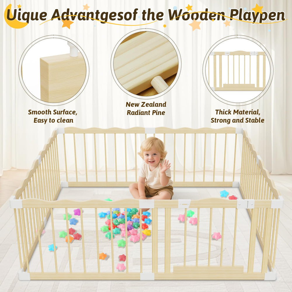 Deeteck wooden playpen door area with secure locking mechanism