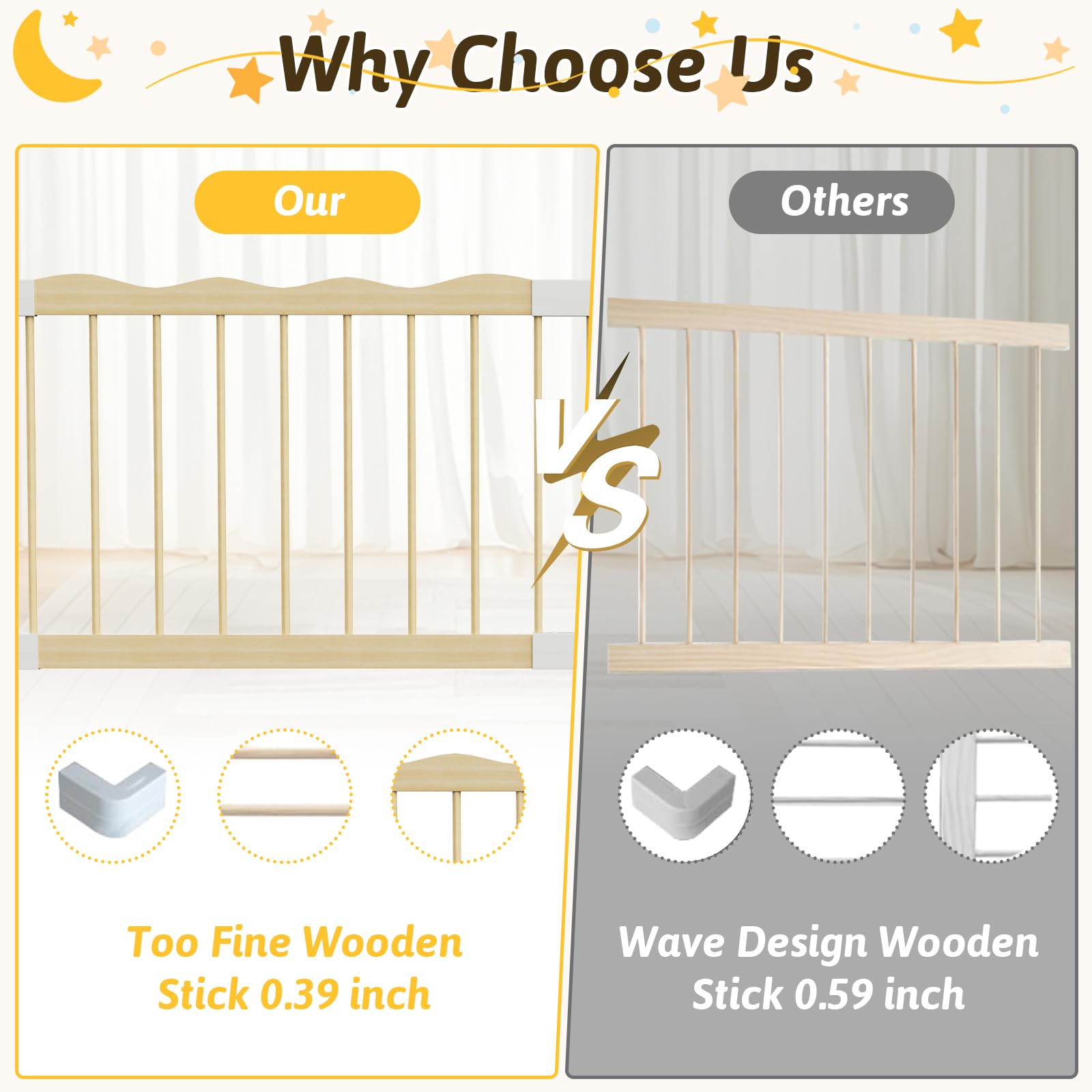 Deeteck wooden playpen natural solid wood finish and clean look