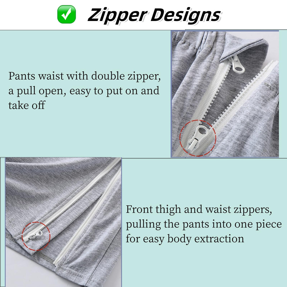 DEEYOTA nursing pants with fully open zipper enables easy dressing