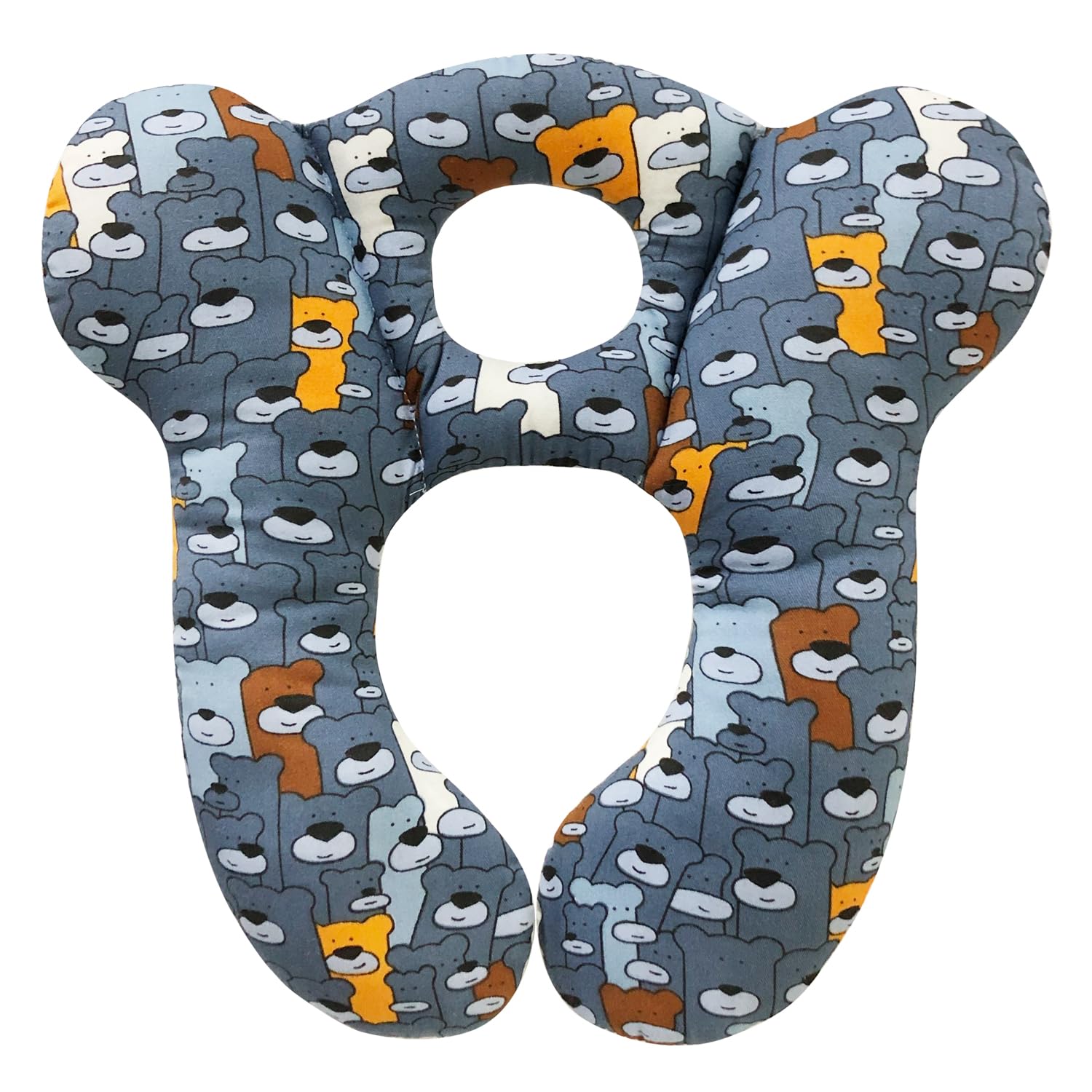 DEEZOMO Baby Travel Pillow in blue bear design with soft organic cotton outer