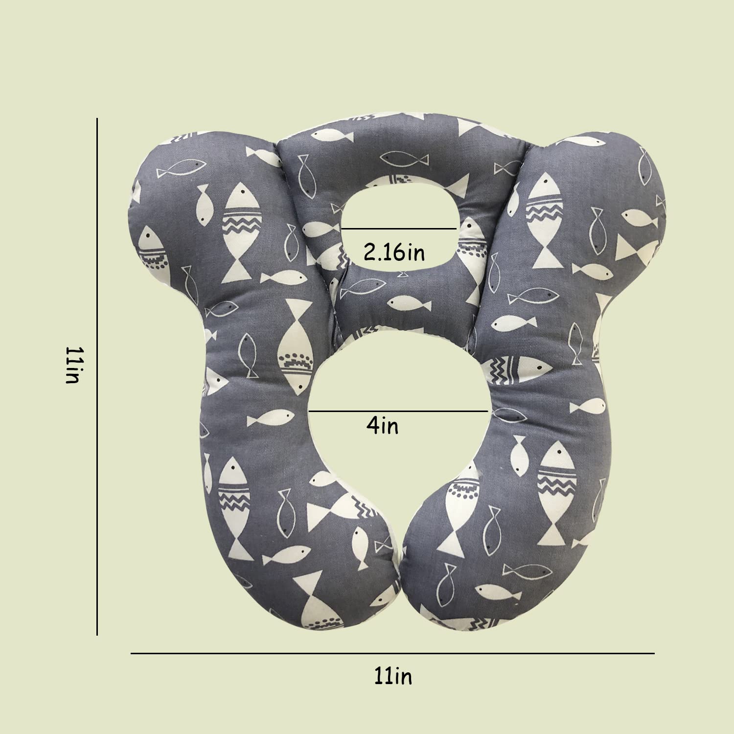 DEEZOMO gray fish travel pillow ready for plane journeys