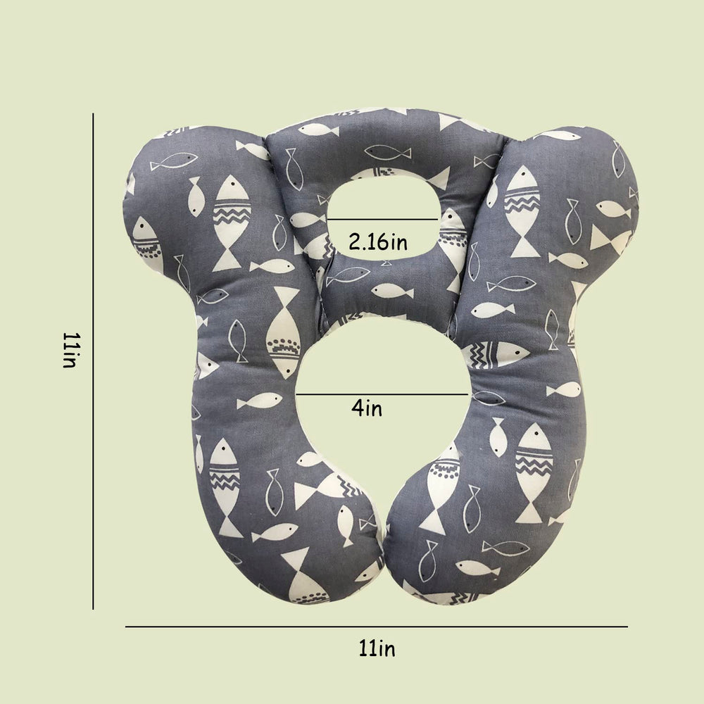 DEEZOMO gray fish travel pillow ready for plane journeys