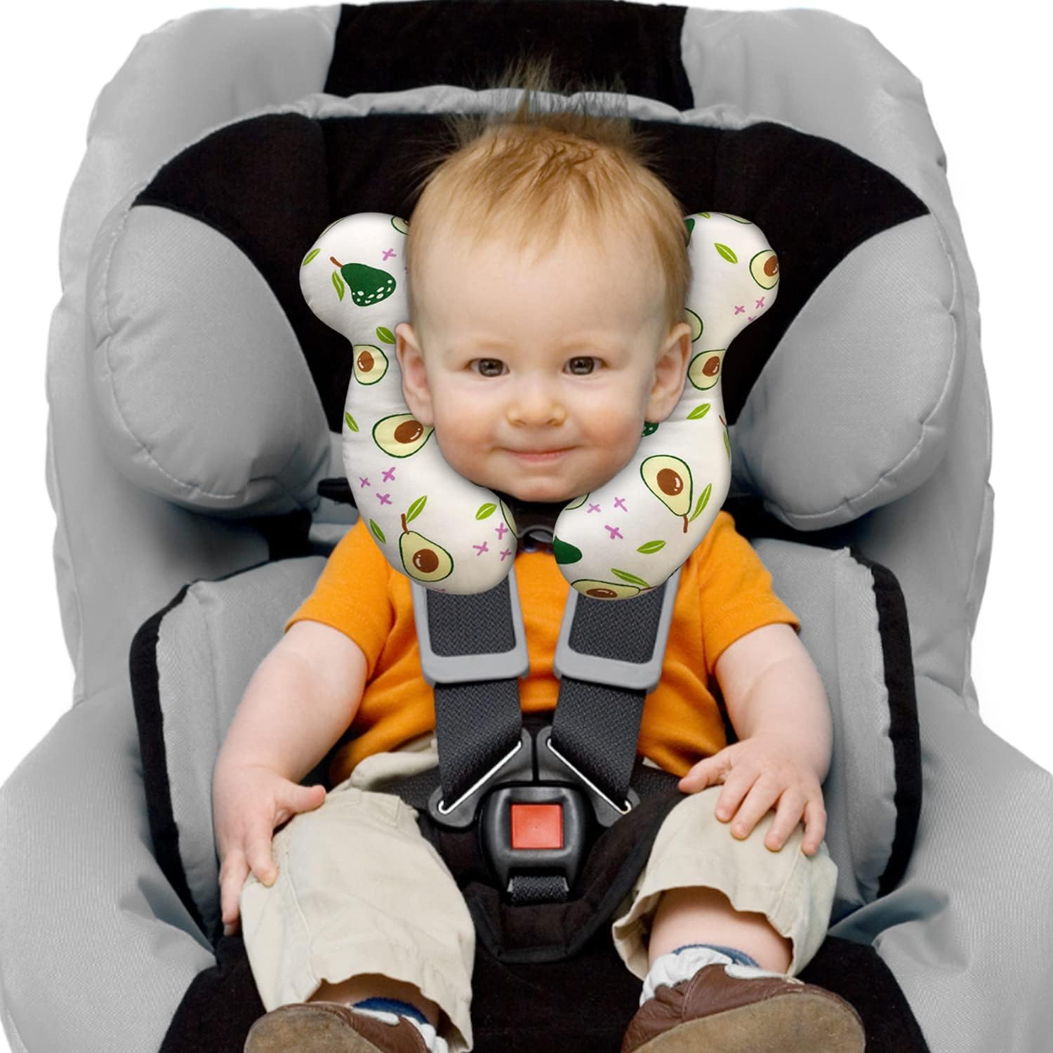 DEEZOMO newborn headrest supports small riders during plane, car, and pushchair.