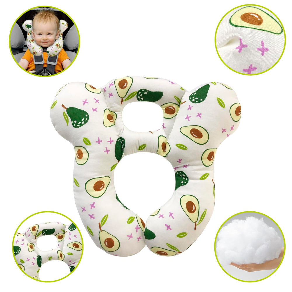 DEEZOMO travel pillow PP cotton liner cushions delicate baby head during rides.