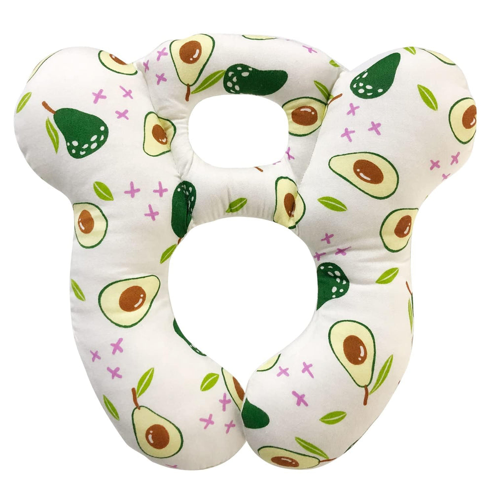 DEEZOMO baby travel pillow with soft organic cotton outer provides gentle head support.