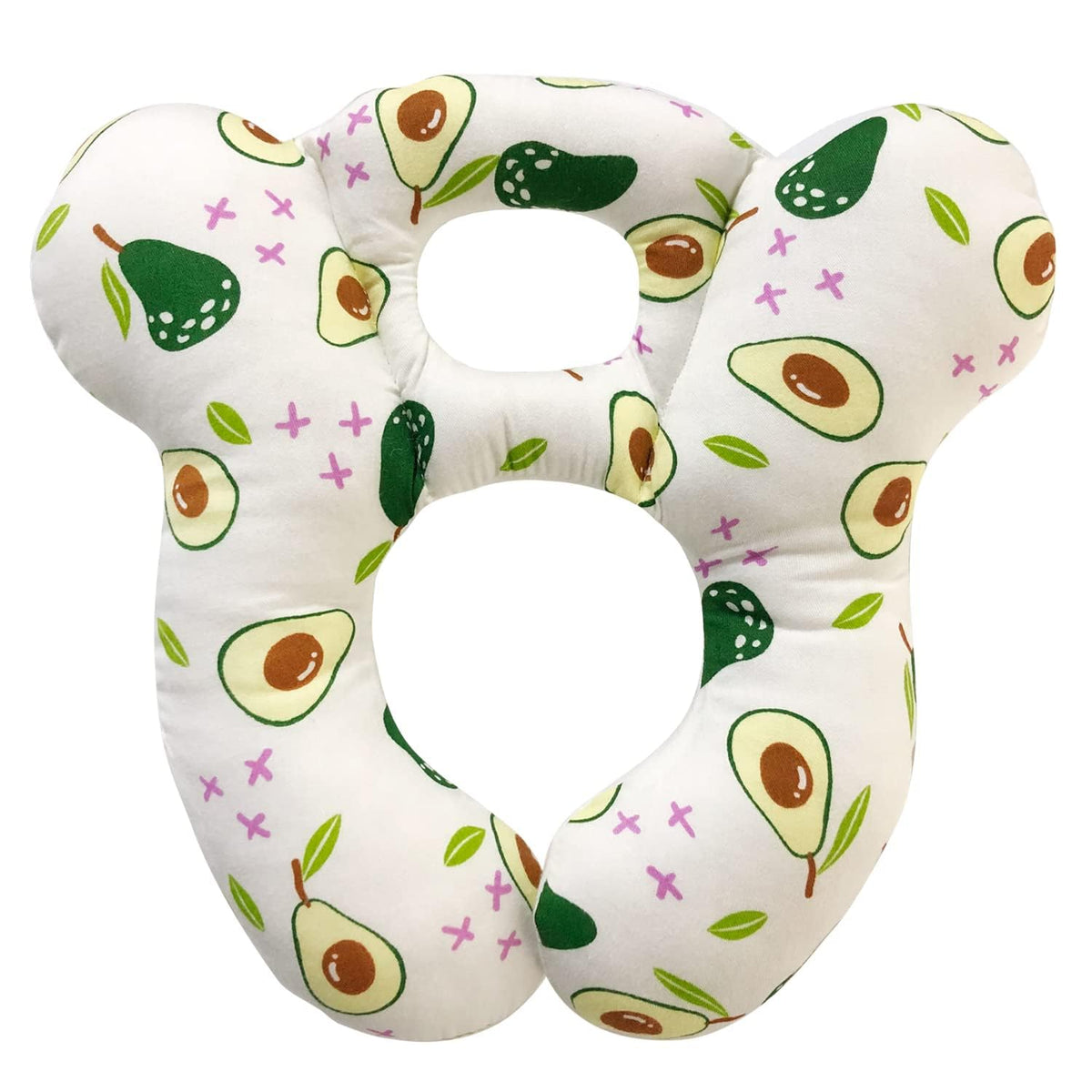 DEEZOMO baby travel pillow with soft organic cotton outer provides gentle head support.