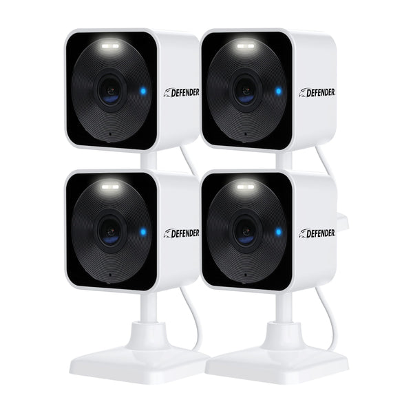 Defender GO 2K AI camera front view for broad indoor and outdoor monitoring