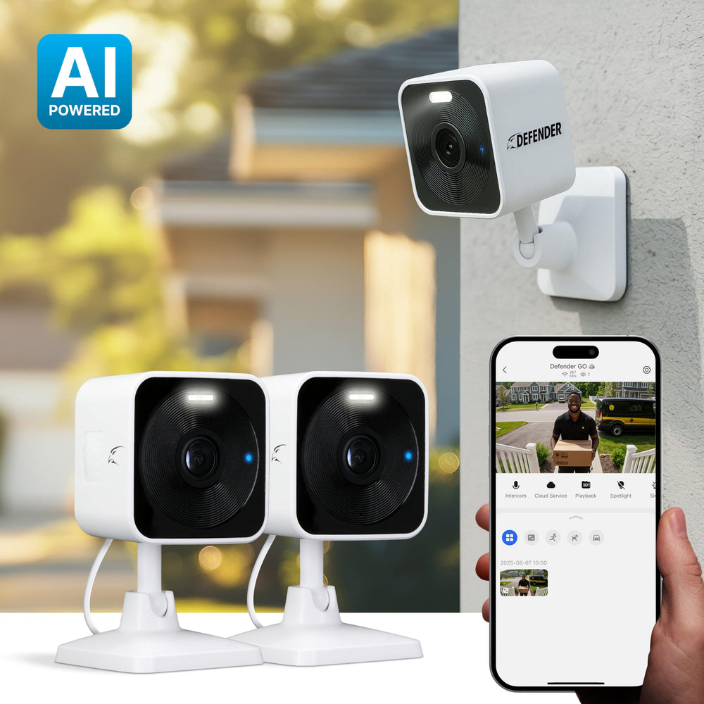 Defender GO 2K AI detection highlights human motion for quick alerts.