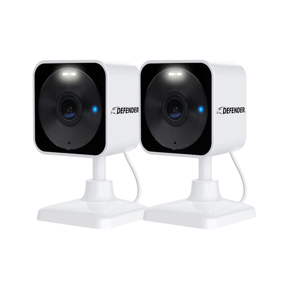 Defender GO 2K outdoor camera with spotlight for clear night monitoring.