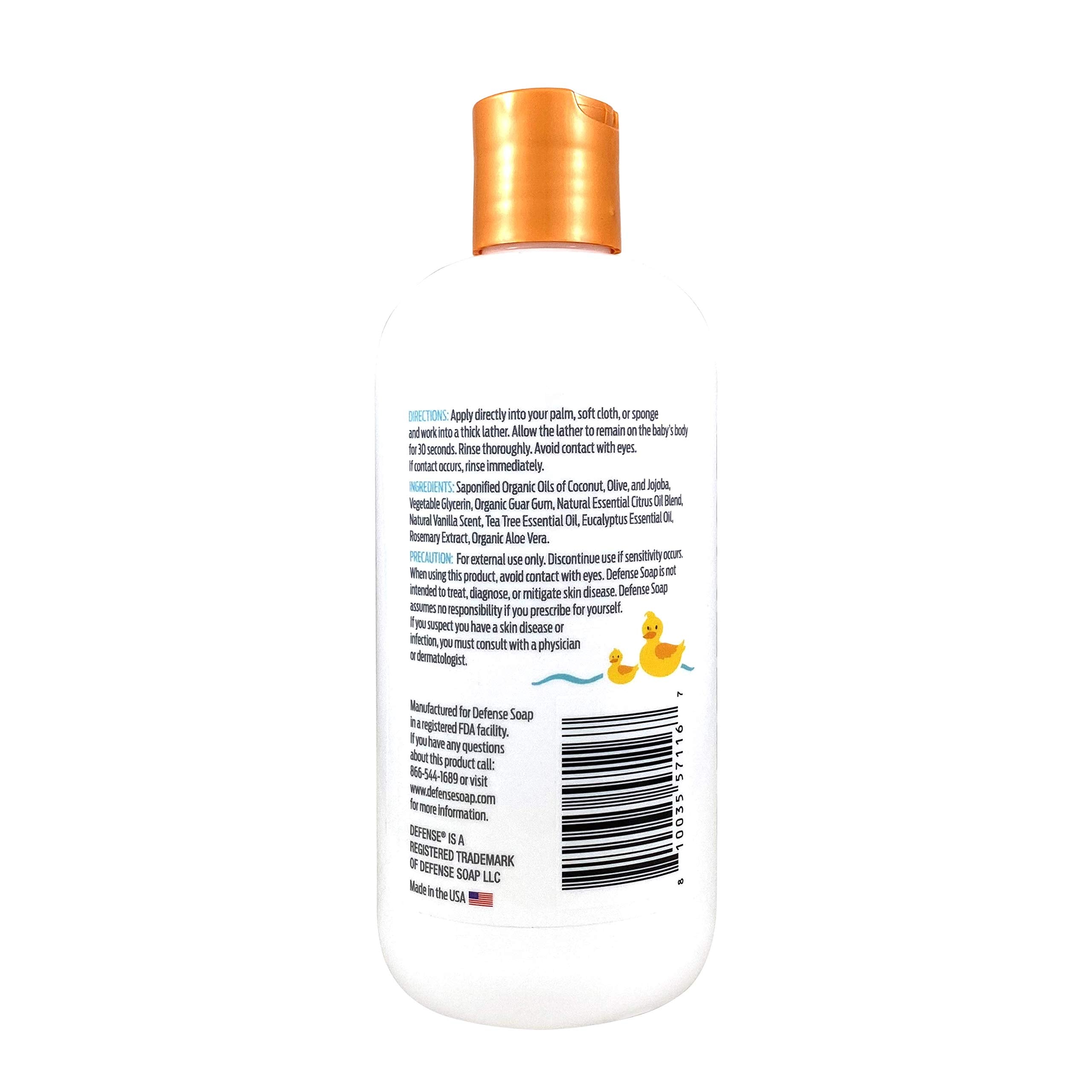 Moisturizing application of Defense Soap Baby Shampoo with coconut and aloe for daily use