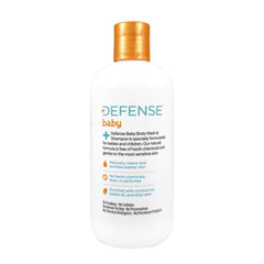Ingredients list highlighting tea tree and eucalyptus in Defense Soap Baby Shampoo