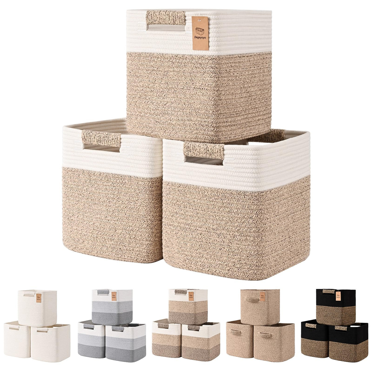 Degeyoyo 11-inch cube storage bin on a shelf keeps items tidy.