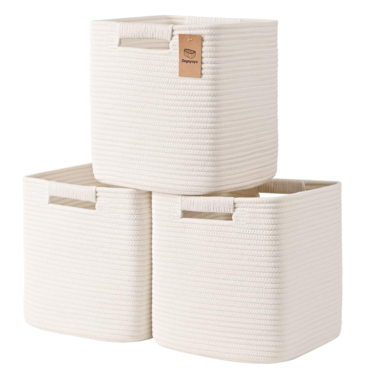 Degeyoyo 11-inch storage cubes on a shelf for tidy living spaces