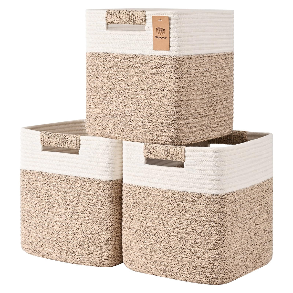 Degeyoyo 13-inch storage cubes on a shelf showing neat organization.
