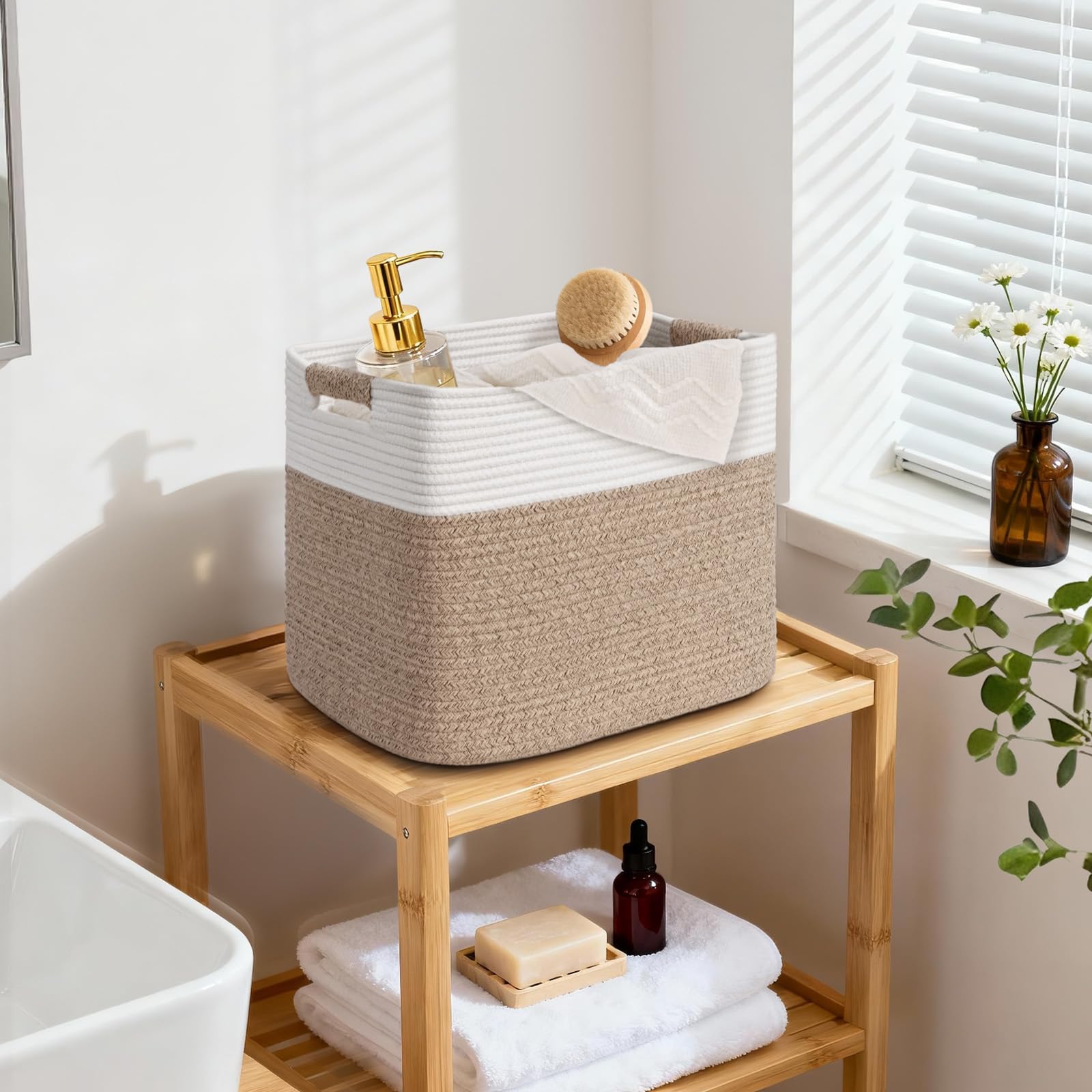 Degeyoyo 3-pack storage baskets for nursery organization and easy access.