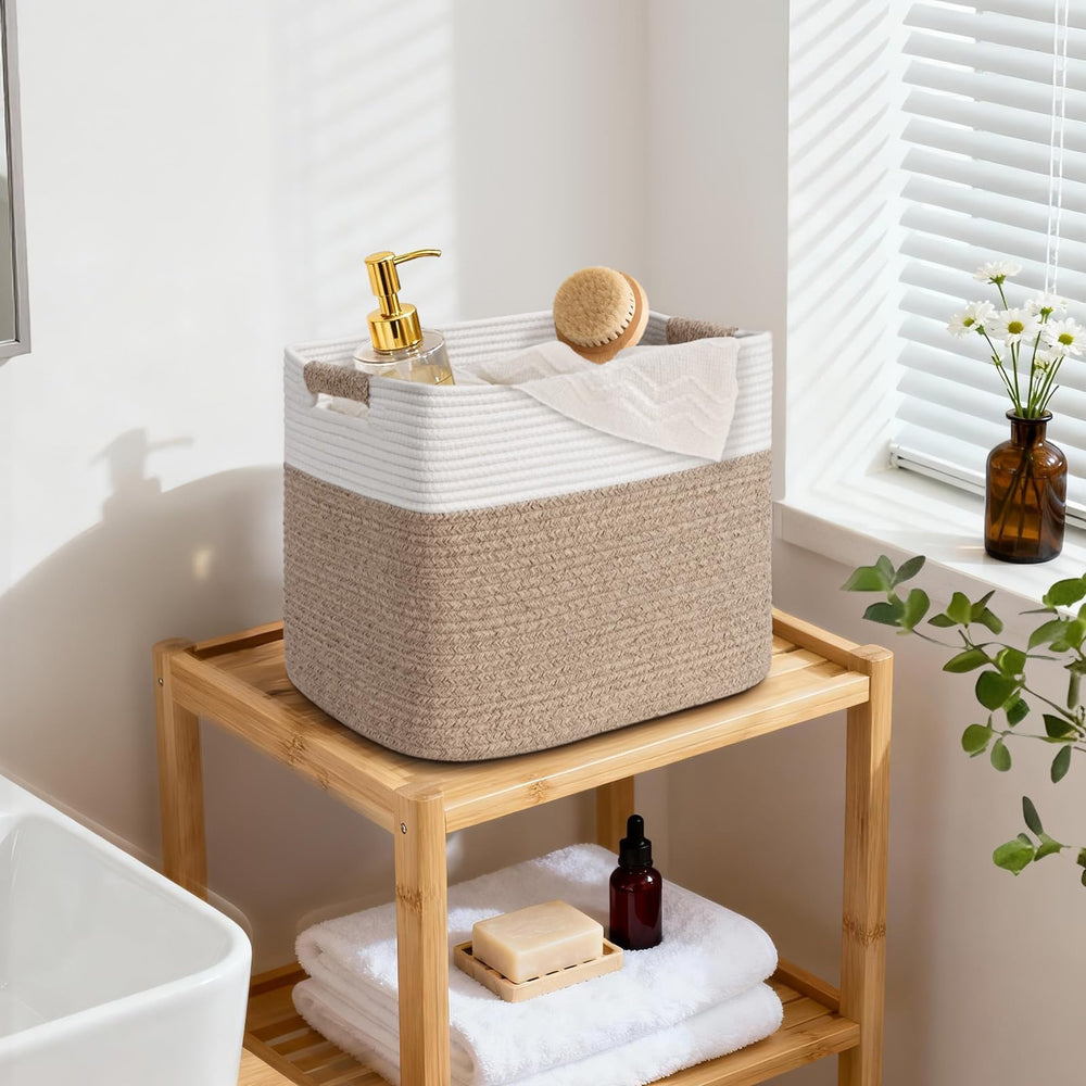 Degeyoyo 3-pack storage baskets for nursery organization and easy access.