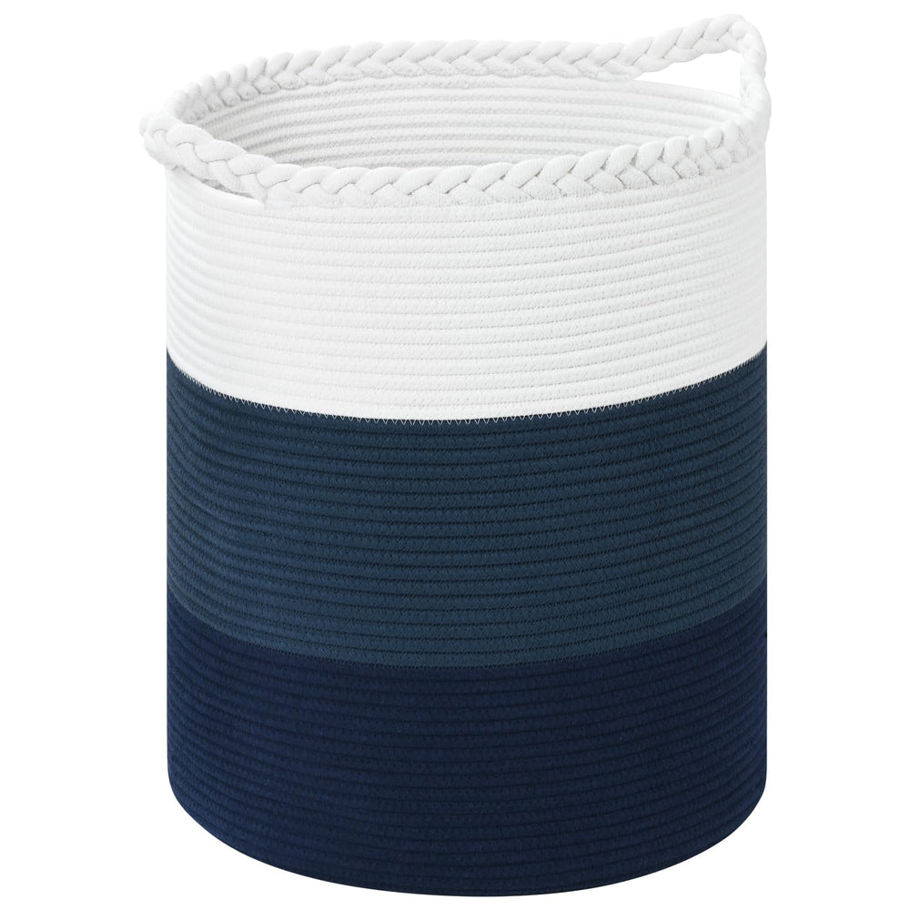 Degeyoyo 52L cotton rope laundry hamper front view with large capacity.