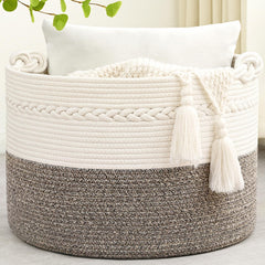 Degeyoyo 67L blanket basket with handle in living space highlighting transport ease