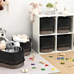 Degeyoyo 6-pack cotton rope baskets in color blocks for versatile storage options.