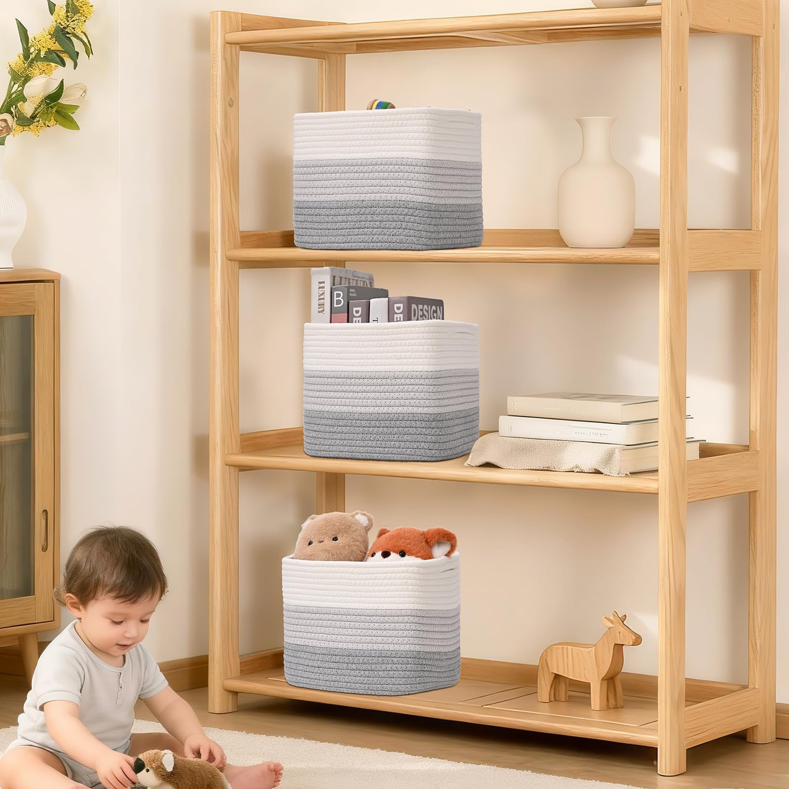 Degeyoyo bathroom storage bin helps declutter cabinet space.