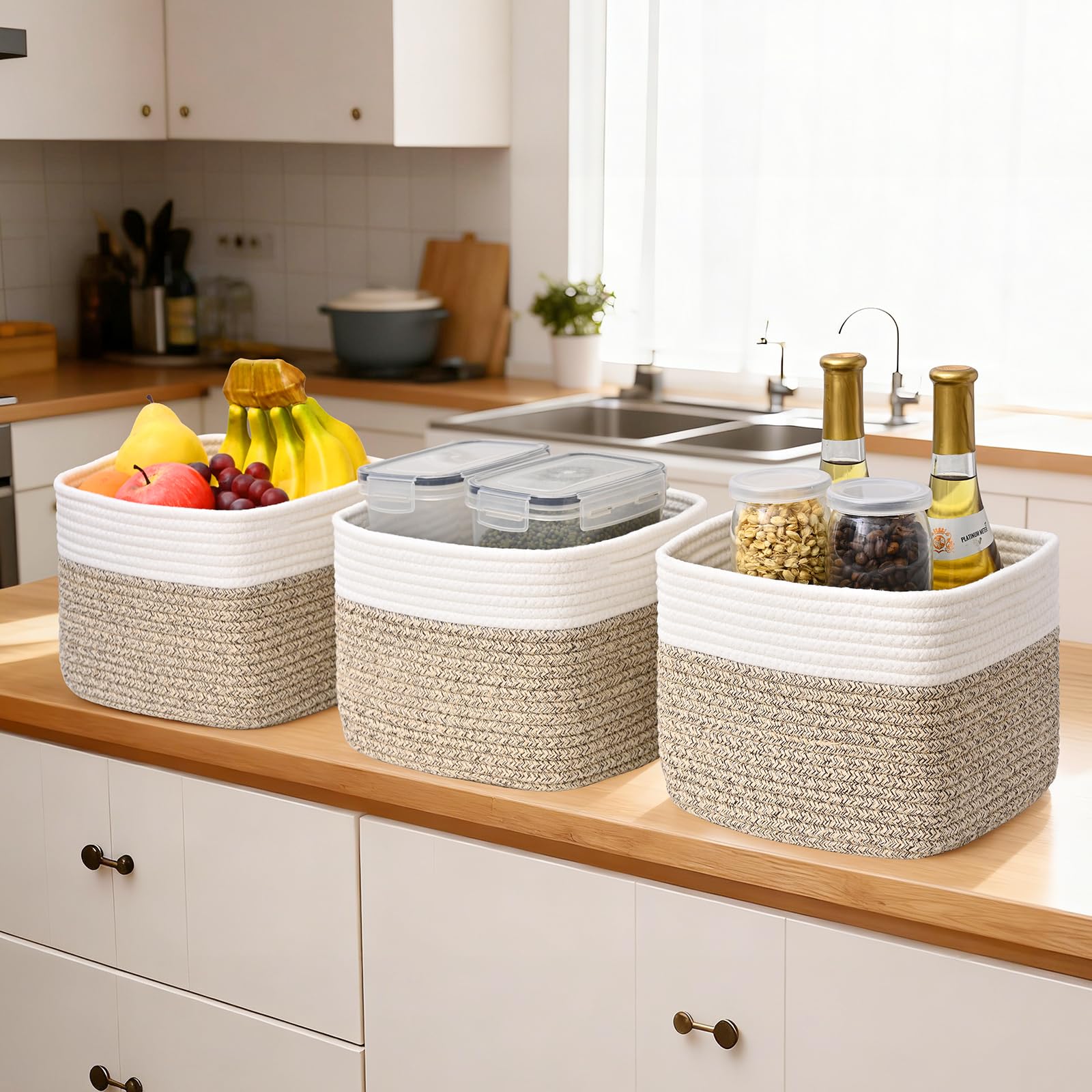 Degeyoyo bathroom towel bin in neutral tone keeps essentials accessible.