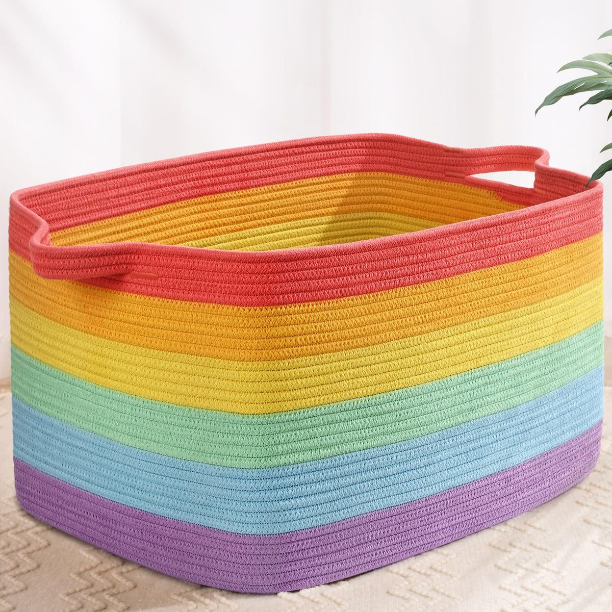 Degeyoyo Large Blanket Basket 60L front view offers ample storage for blankets
