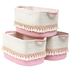 Degeyoyo boho basket heavy tassel 15in ideal for sturdy shelf storage.