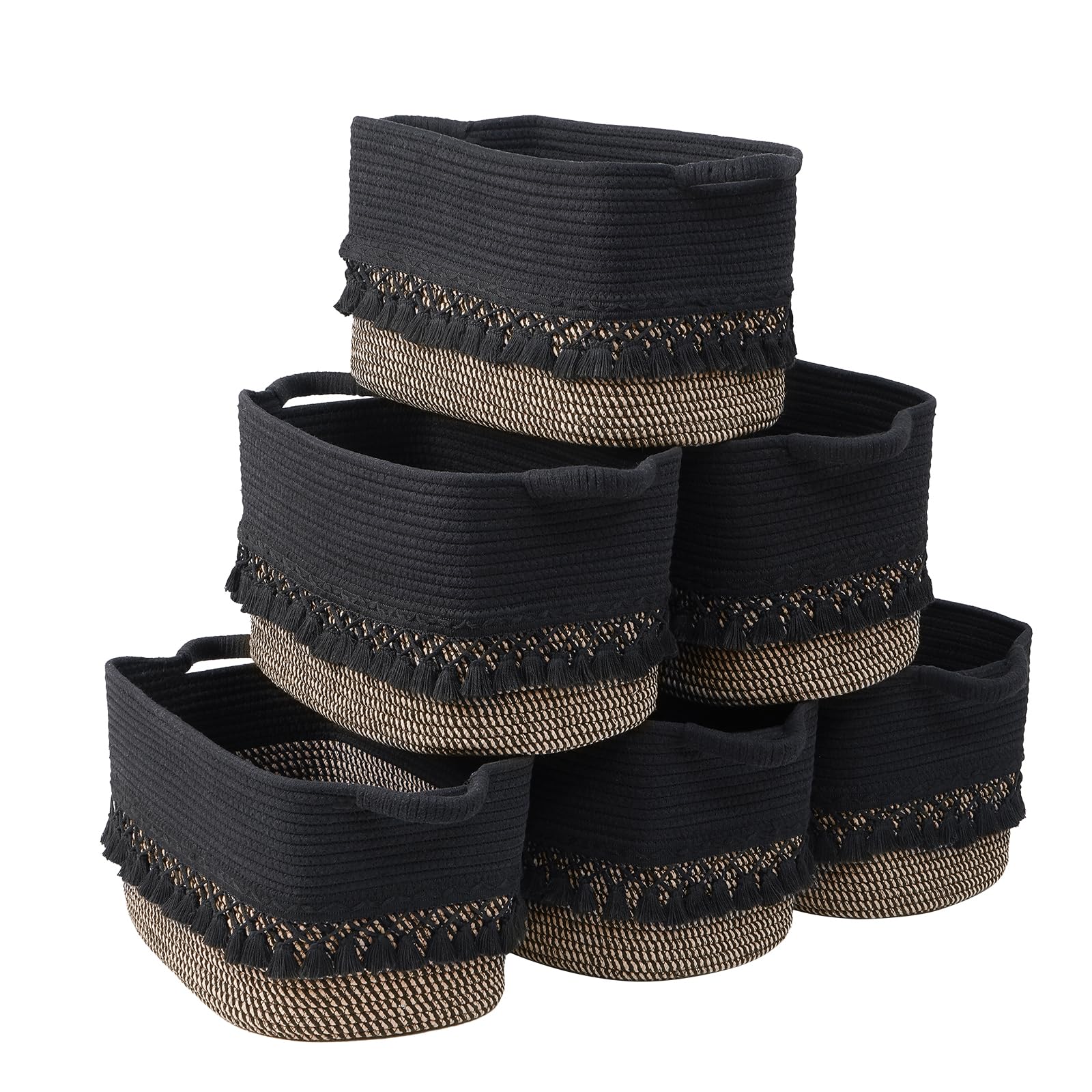 Degeyoyo boho tassel storage basket folded for shipping, ready to shape into stylish organization.