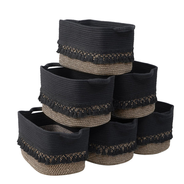 Degeyoyo boho tassel storage basket folded for shipping, ready to shape into stylish organization.