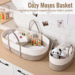 Degeyoyo diaper basket keeps essentials within reach during changes.