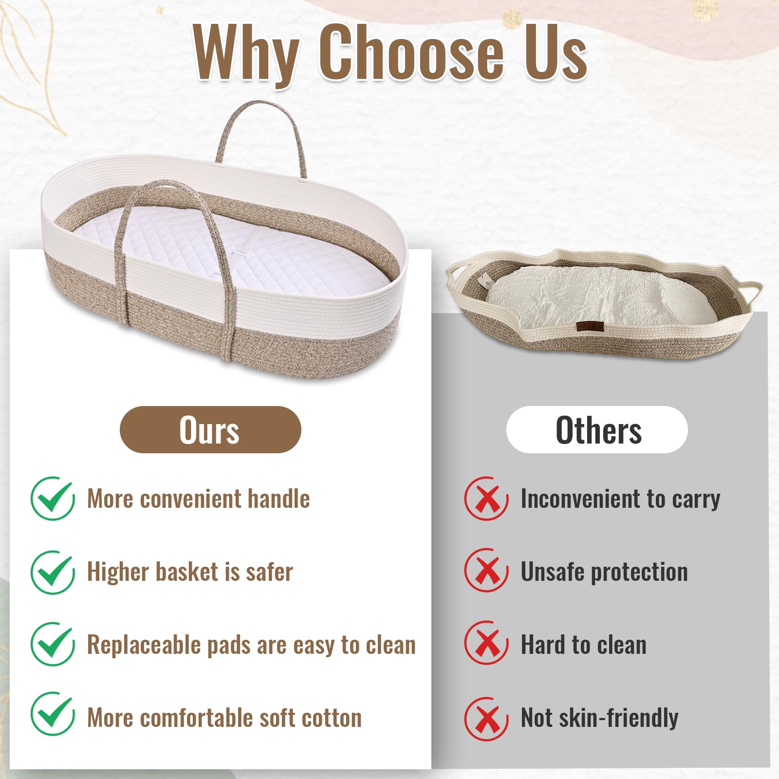 Degeyoyo basket's raised walls and belt enhance stability.