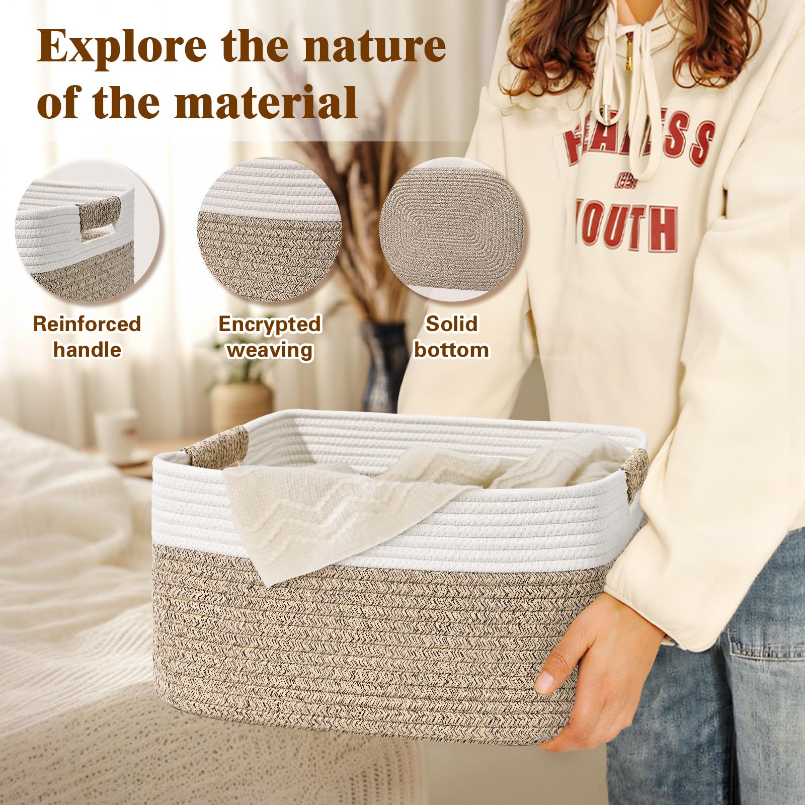 Degeyoyo closet organizer basket fits shelves while protecting surfaces.