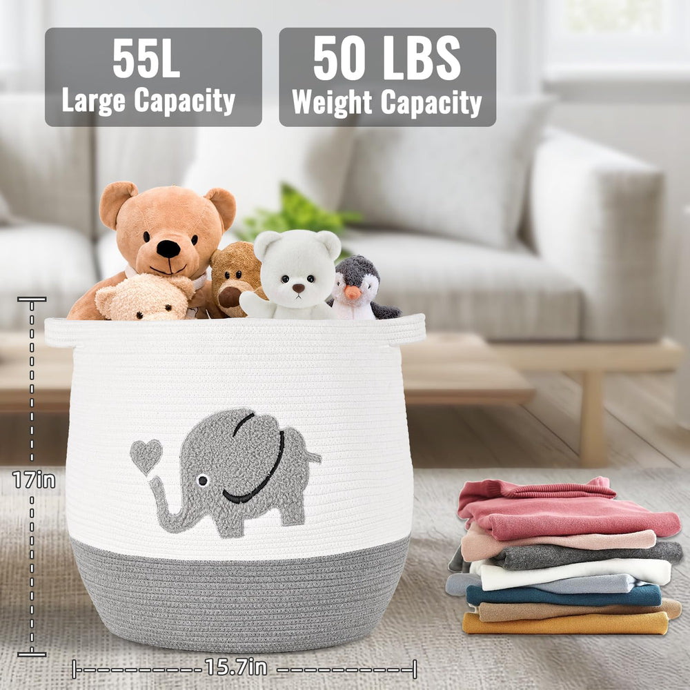Degeyoyo cotton rope basket for nursery organization and toy storage.