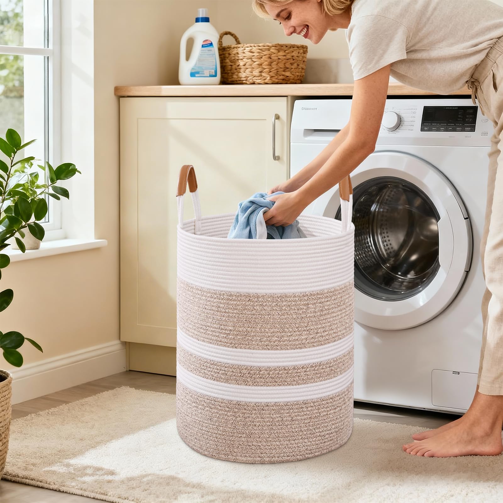 Degeyoyo cotton rope basket shows natural material and durable storage.