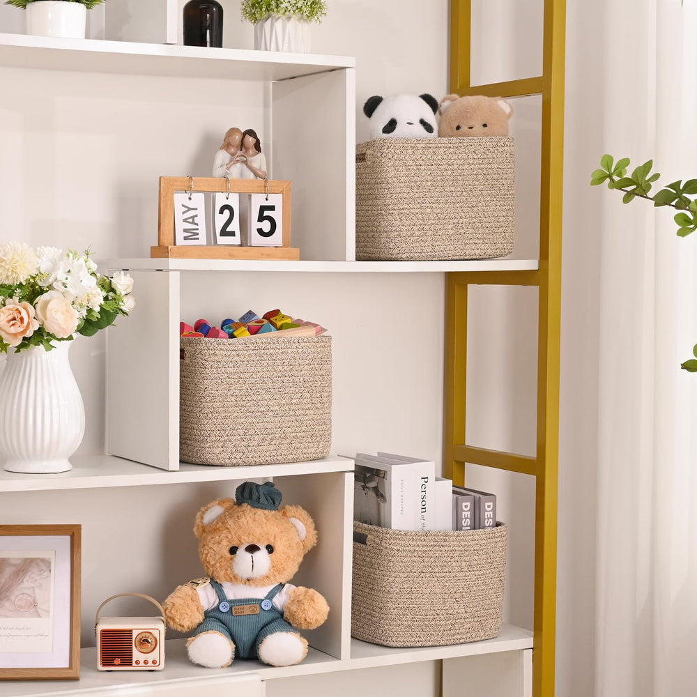 Degeyoyo cube bin in closet organizing clothing accessories.