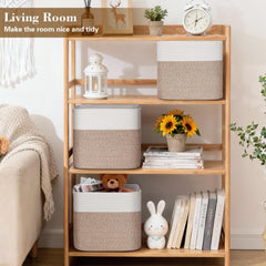 Degeyoyo cube bin on a shelf keeps toys tidy and accessible.