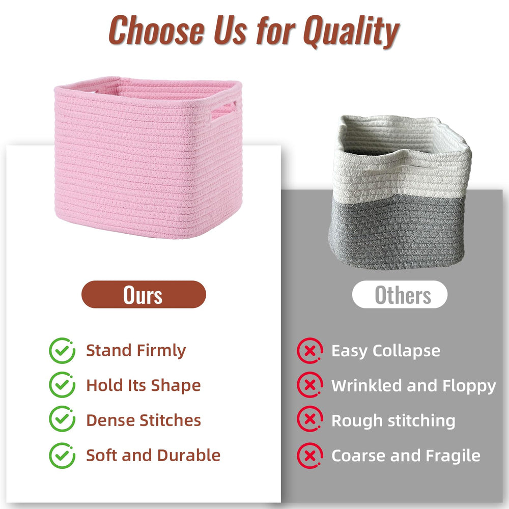 Degeyoyo pink cube storage bin keeps nursery essentials neatly organized.
