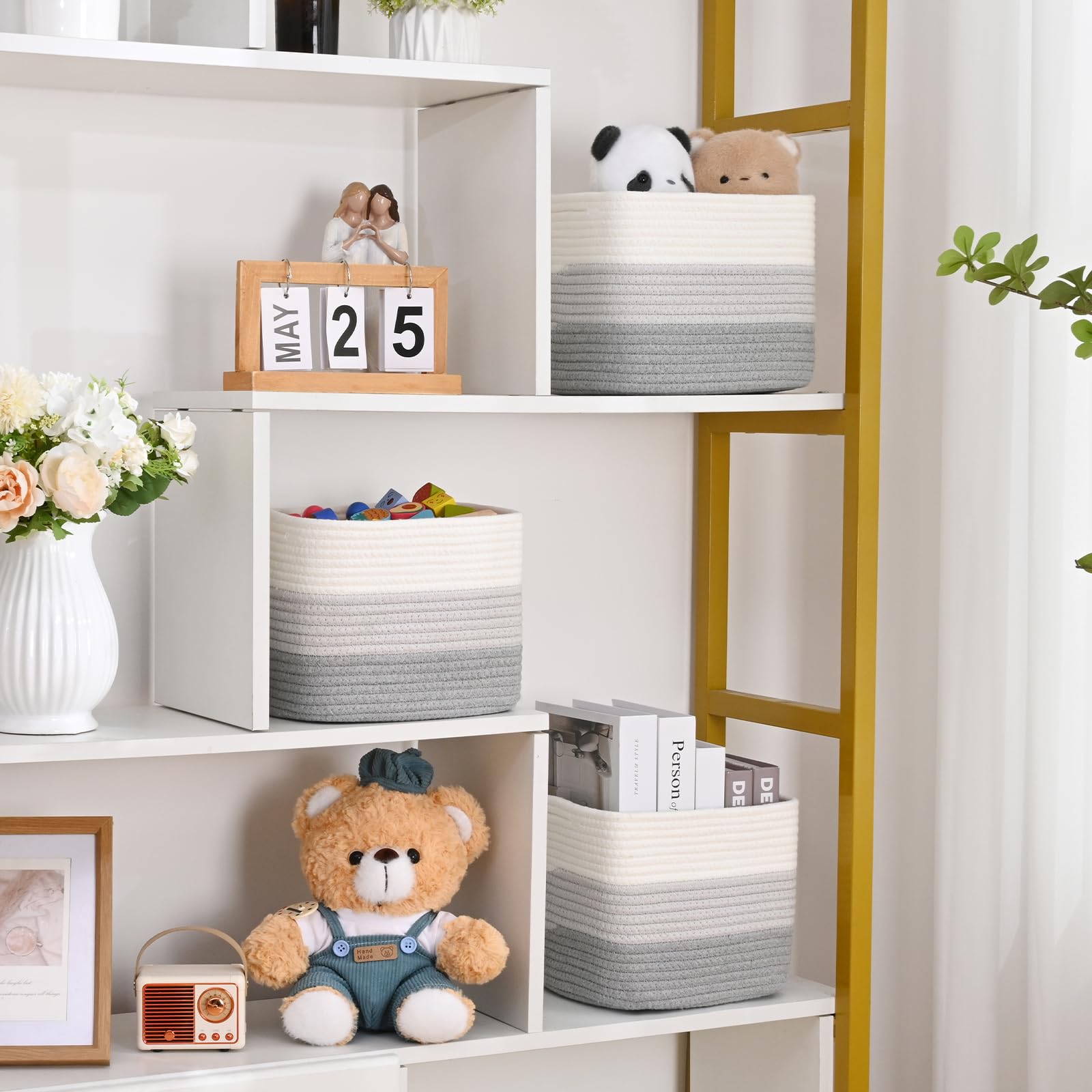 Degeyoyo cube storage bin organizes toys for a tidy play area.