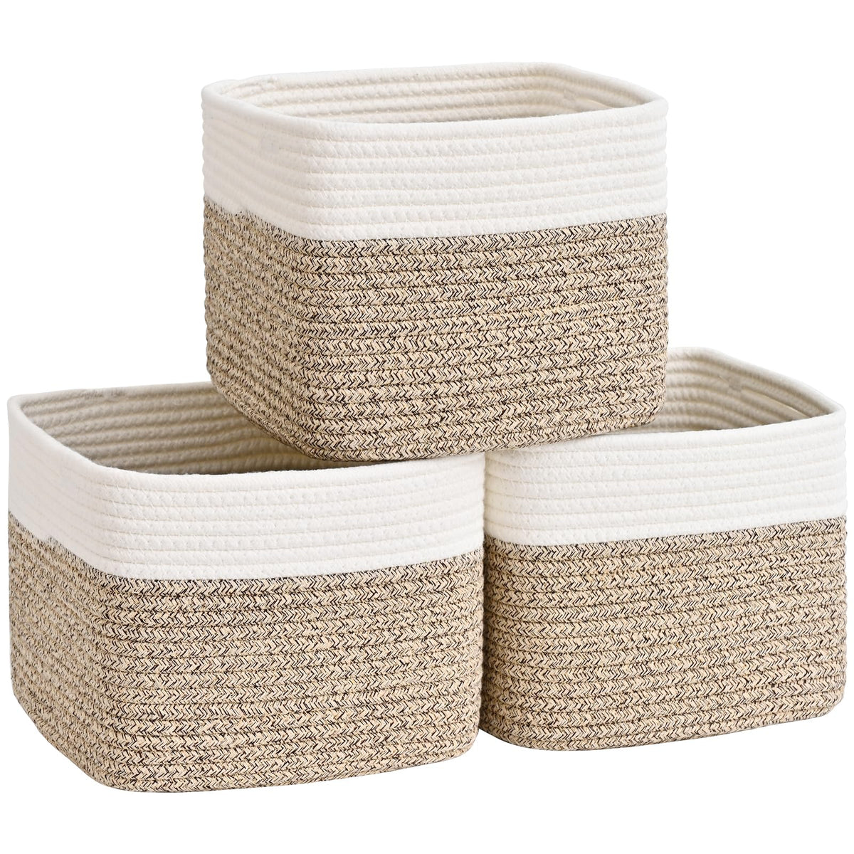 Degeyoyo cube storage bin in white for tidy toy organization on a shelf.