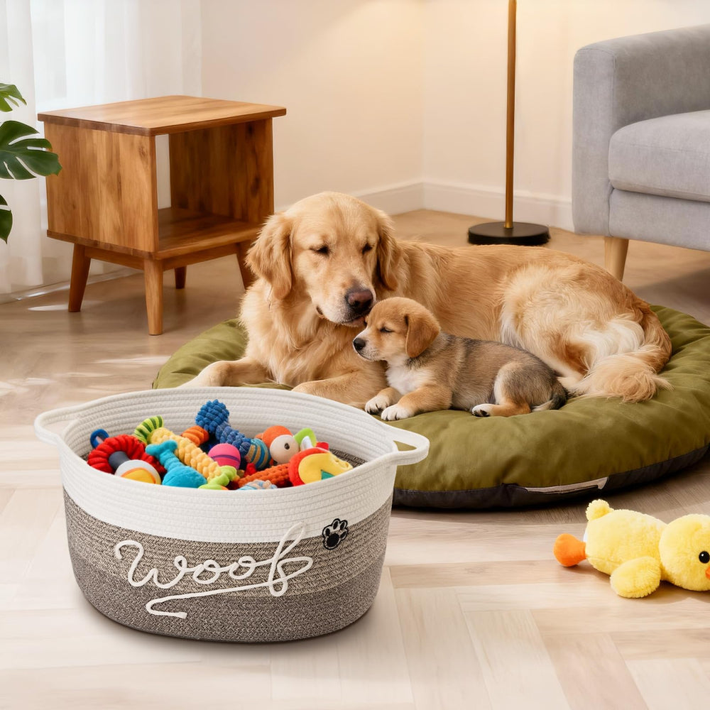 Degeyoyo 17x12x9 inch basket doubles as a cozy pet bed.