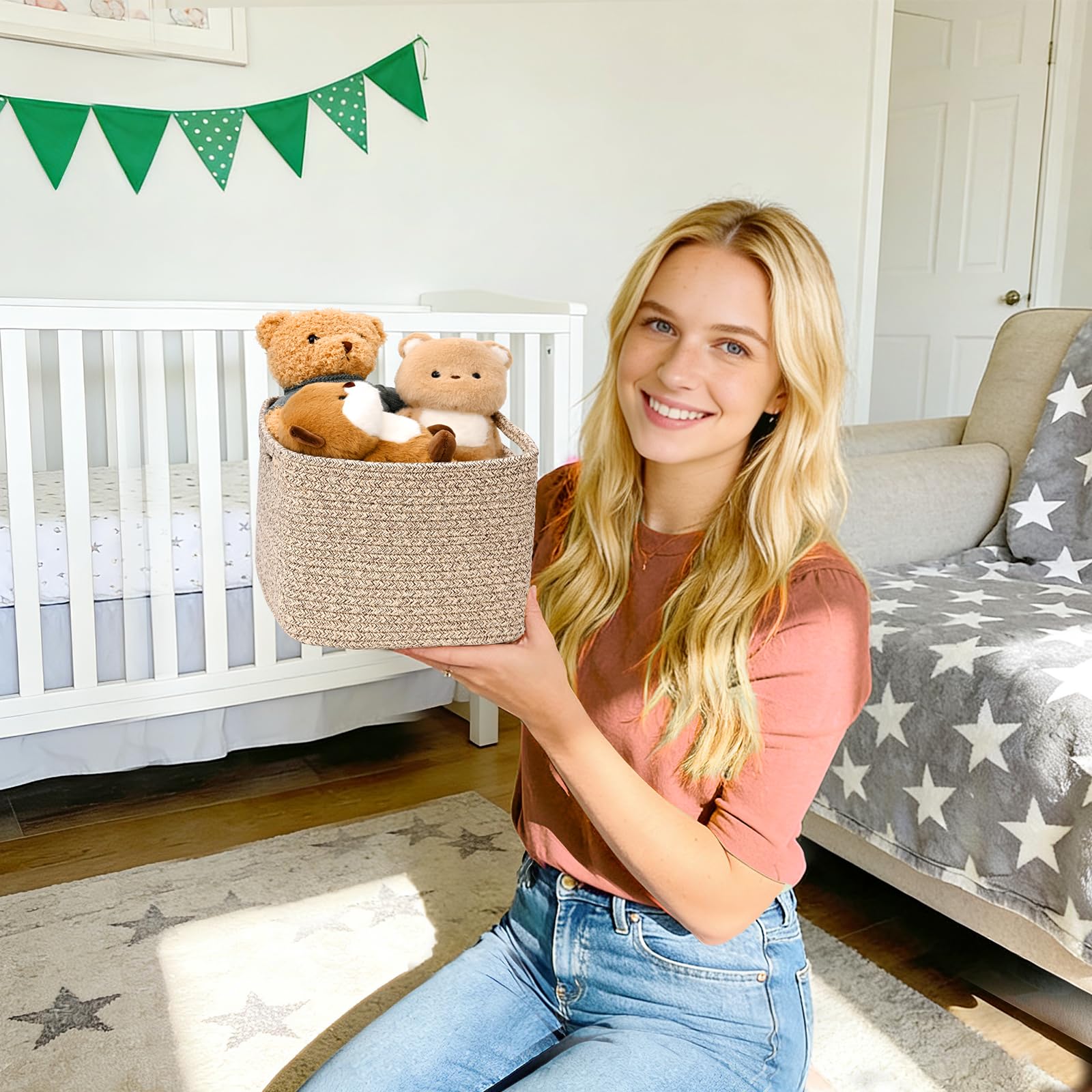 Degeyoyo gift basket idea using neutral cube bins for gifts.