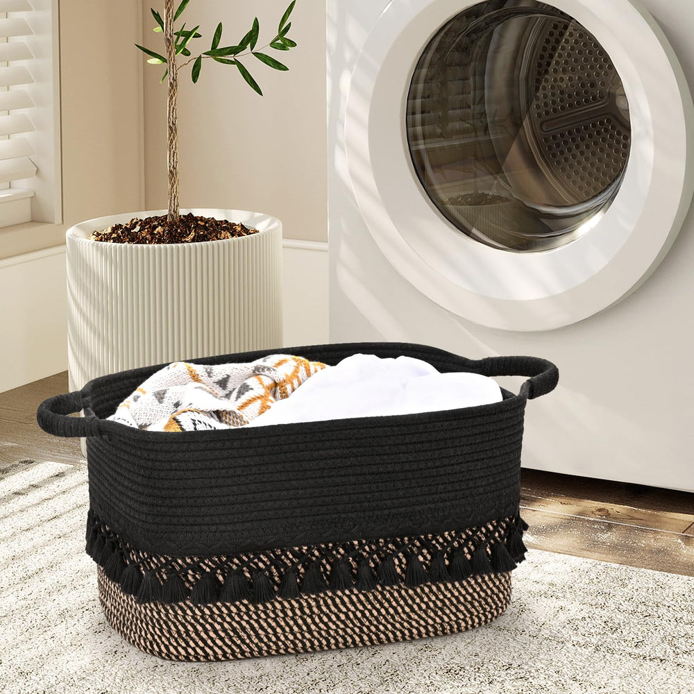 Degeyoyo boho rope basket makes a stylish gift for housewarmings and nursery decor.