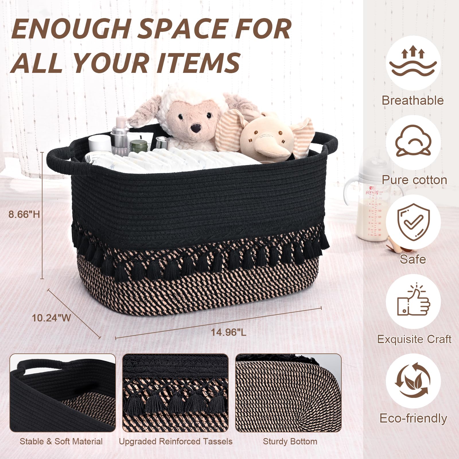 Degeyoyo heavy tassel design enhances décor while providing durable storage.