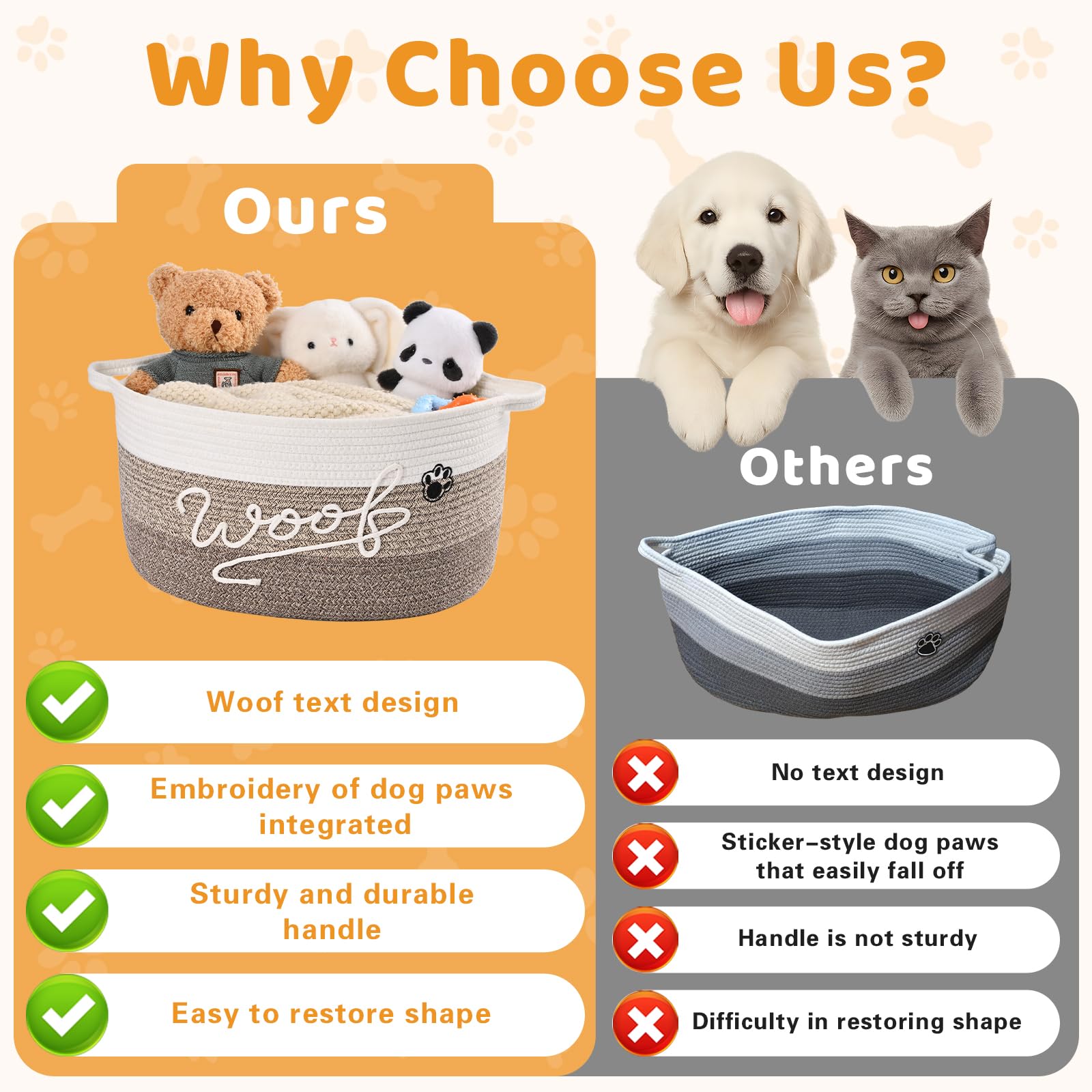 Degeyoyo large 30L storage capacity keeps toys, blankets, and chews neatly organized.