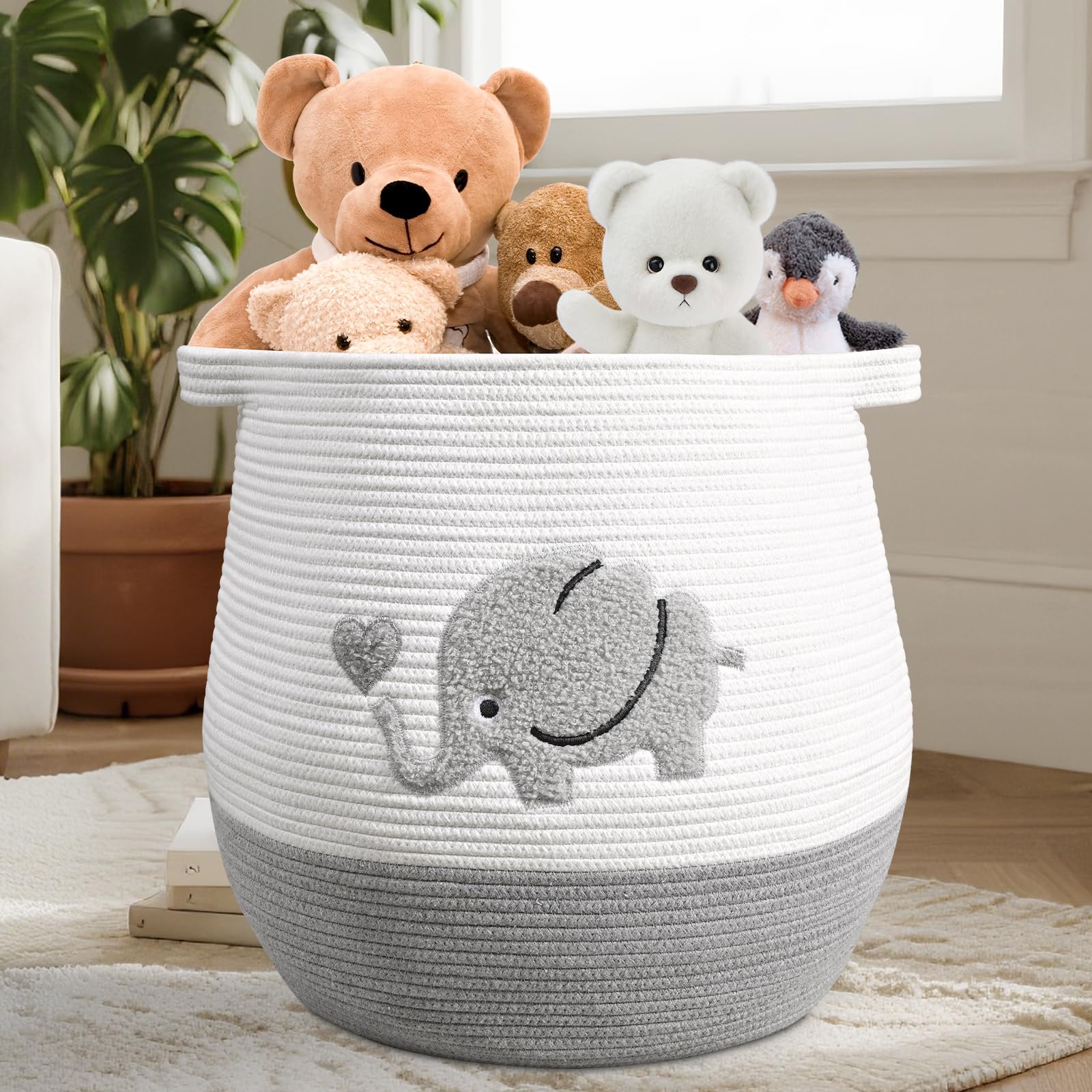 Degeyoyo large baby laundry basket gray for toy storage and organization.