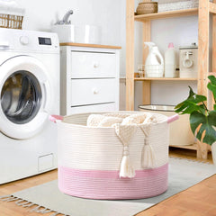 Degeyoyo large basket with handles for easy transport between rooms.