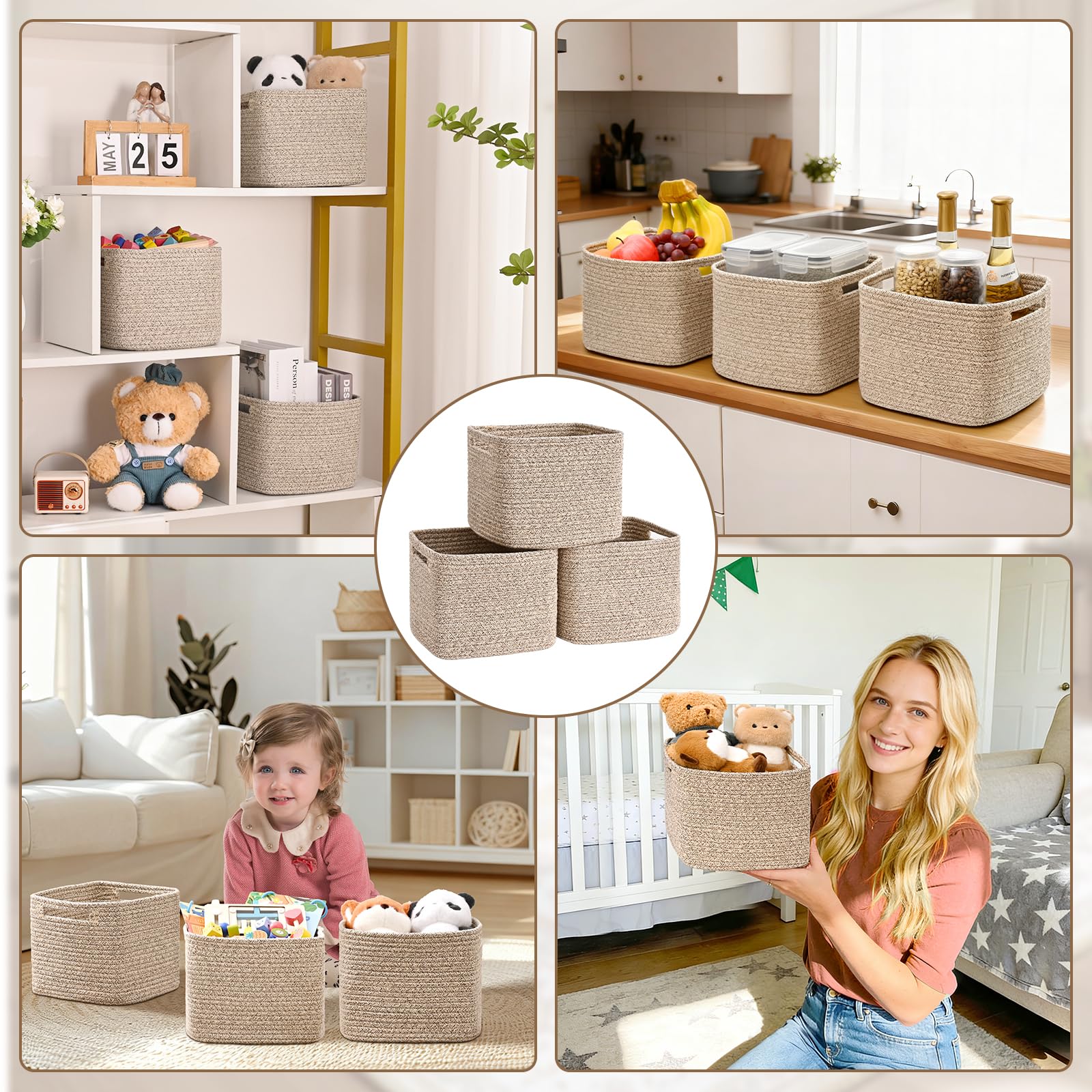 Degeyoyo cube bins with neutral design complement any decor.